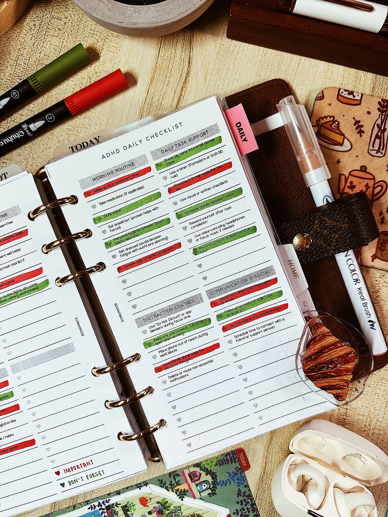PP184 | ADHD SUPPORT CHECKLIST PLANNER PRINTABLE INSERT
