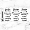 DAYS OF THE WEEK CLEAR STICKERS FUNCTIONAL | T072