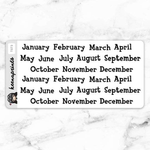 CALENDAR CLEAR STICKERS - T077