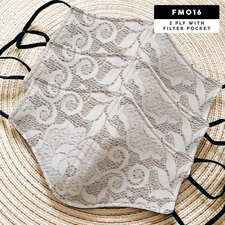 LACE 2-PLY WASHABLE FACE MASK WITH FILTER POCKET - FM016