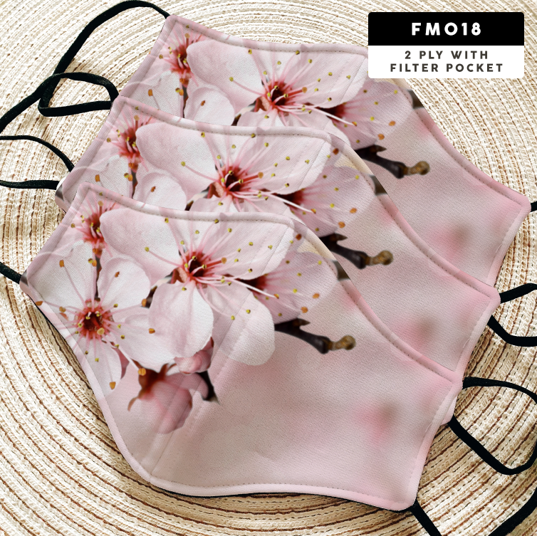 CHERRY BLOSSOM 2-PLY WASHABLE FACE MASK WITH FILTER POCKET - FM018