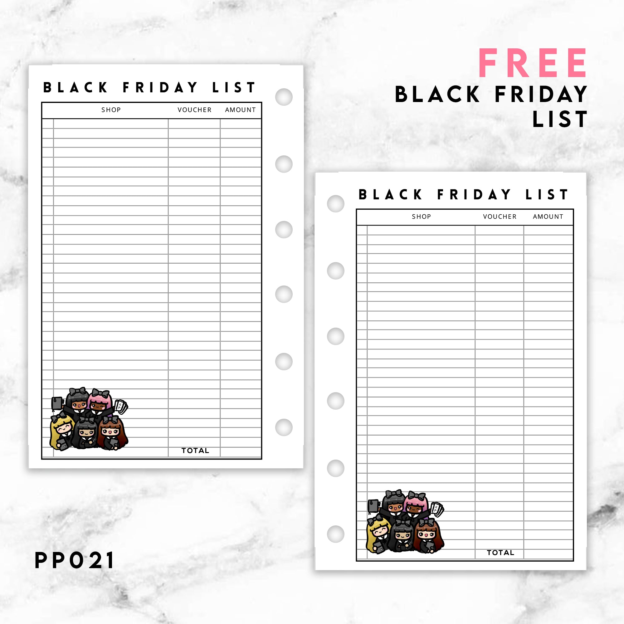 PP021 BLACK FRIDAY LIST PLANNER PRINTABLE INSERT FREE PRINTABLE