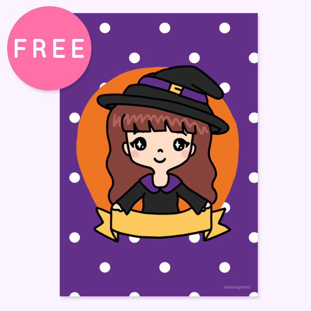 WITCH KEENACHI FREE PRINTABLE [A5 SIZE] - KeenaPrints planner stickers bullet journal diary sticker emoji stationery kawaii cute creative planner