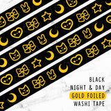 BLACK NIGHT & DAY GOLD FOILED DREAMS WASHI TAPE - WT019 - KeenaPrints planner stickers bullet journal diary sticker emoji stationery kawaii cute creative planner