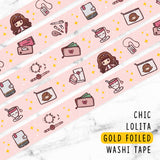 CHIC LOLITA GOLD FOILED WASHI TAPE - WT006 - KeenaPrints planner stickers bullet journal diary sticker emoji stationery kawaii cute creative planner