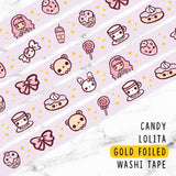 CANDY LOLITA GOLD FOILED WASHI TAPE - WT001 - KeenaPrints planner stickers bullet journal diary sticker emoji stationery kawaii cute creative planner