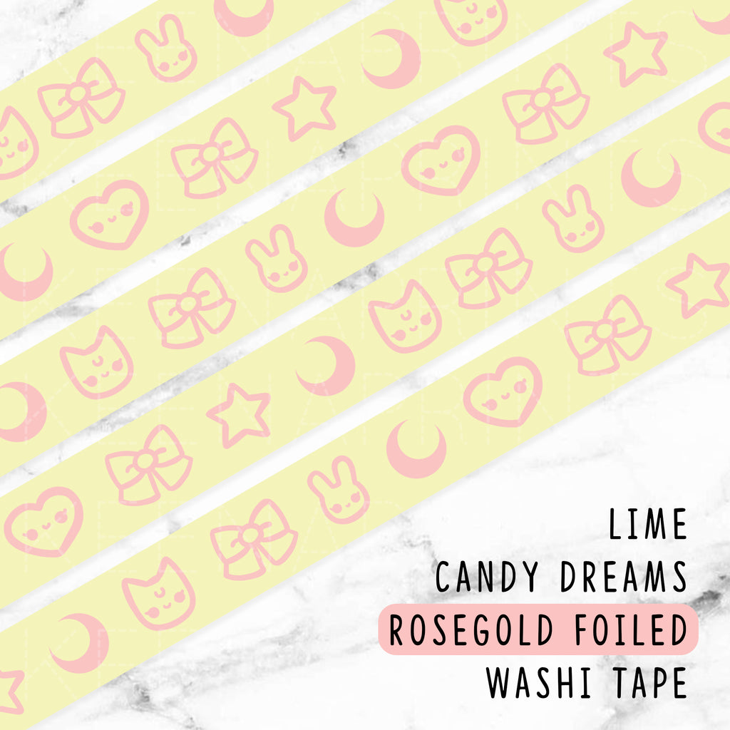 LIME CANDY DREAMS ROSEGOLD FOILED WASHI TAPE - WT014 – KeenaPrints