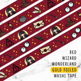 RED WIZARD WONDERLAND GOLD FOILED WASHI TAPE - WT007 - KeenaPrints planner stickers bullet journal diary sticker emoji stationery kawaii cute creative planner
