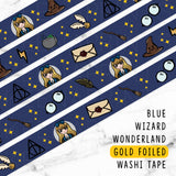 BLUE WIZARD WONDERLAND GOLD FOILED WASHI TAPE - WT008 - KeenaPrints planner stickers bullet journal diary sticker emoji stationery kawaii cute creative planner