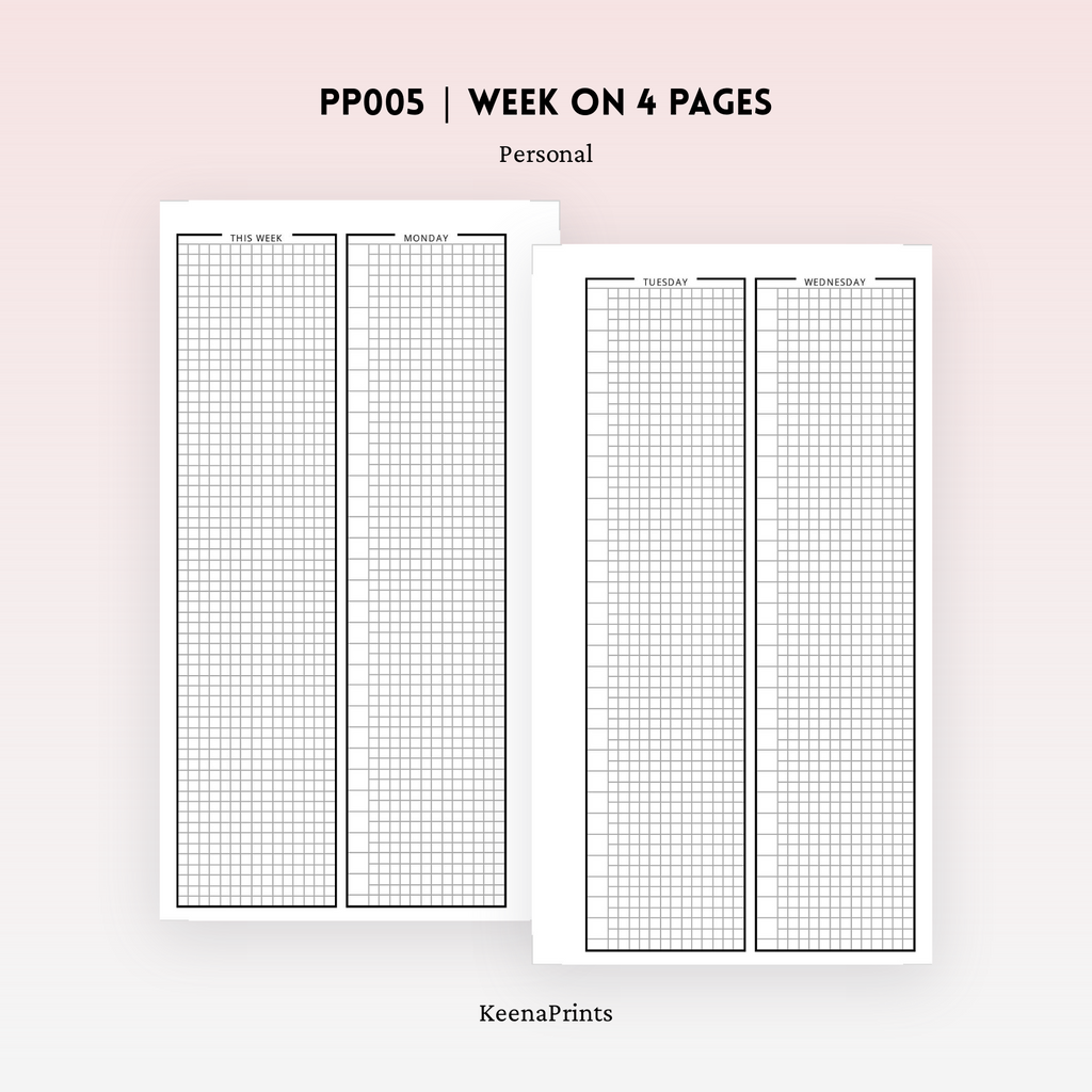 PP005 | WEEK ON 4 PAGES PLANNER PRINTABLE INSERT