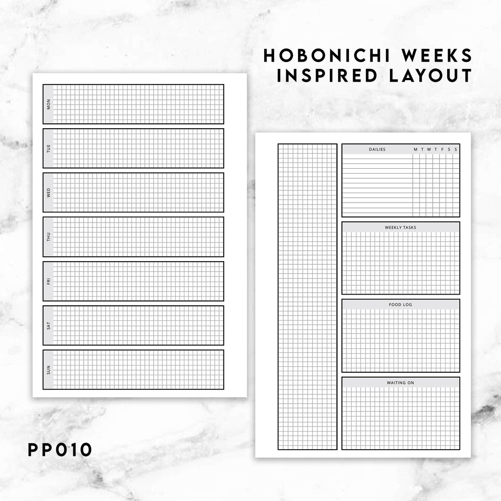 PP010 | HOBONICHI WEEKS INSPIRED PLANNER PRINTABLE INSERT