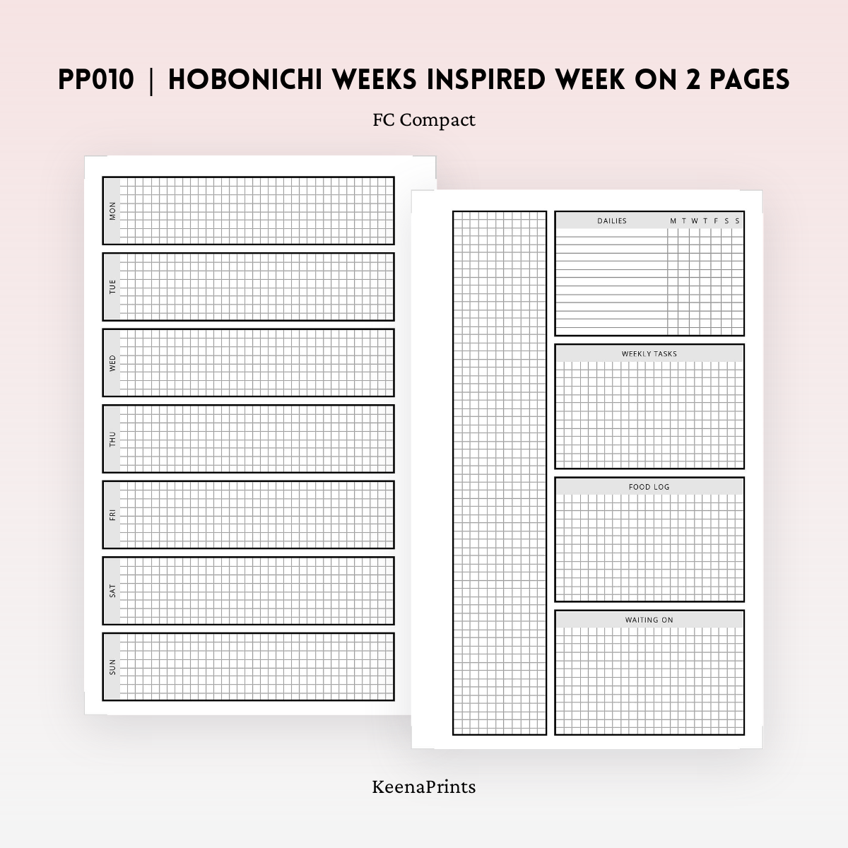 PP010 | HOBONICHI WEEKS INSPIRED PLANNER PRINTABLE INSERT – KeenaPrints