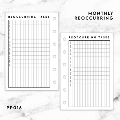 PP007 | MONTHLY OVERVIEW WITH TRACKER PLANNER PRINTABLE INSERT