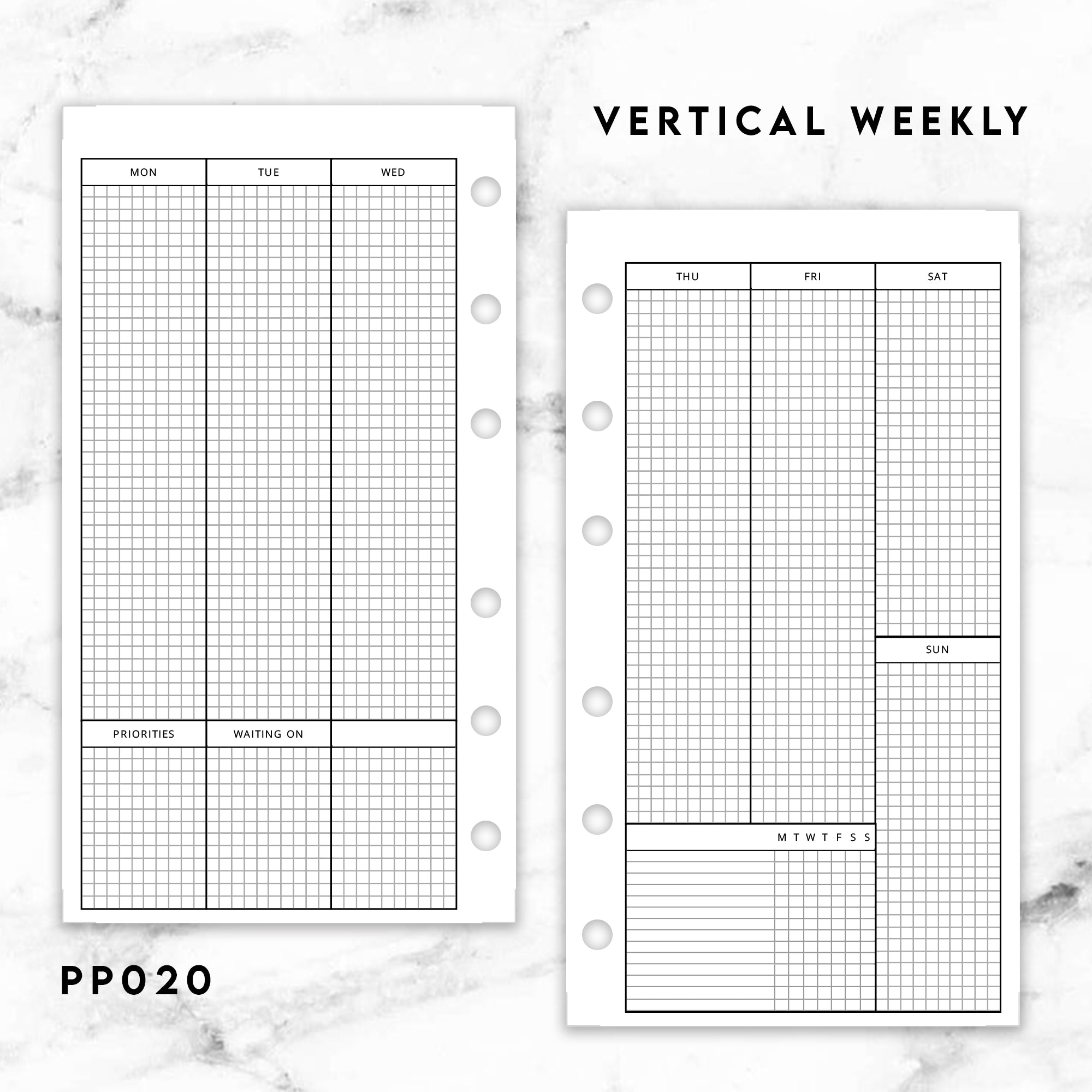 PP020 | VERTICAL WEEKLY PLANNER PRINTABLE INSERT – KeenaPrints