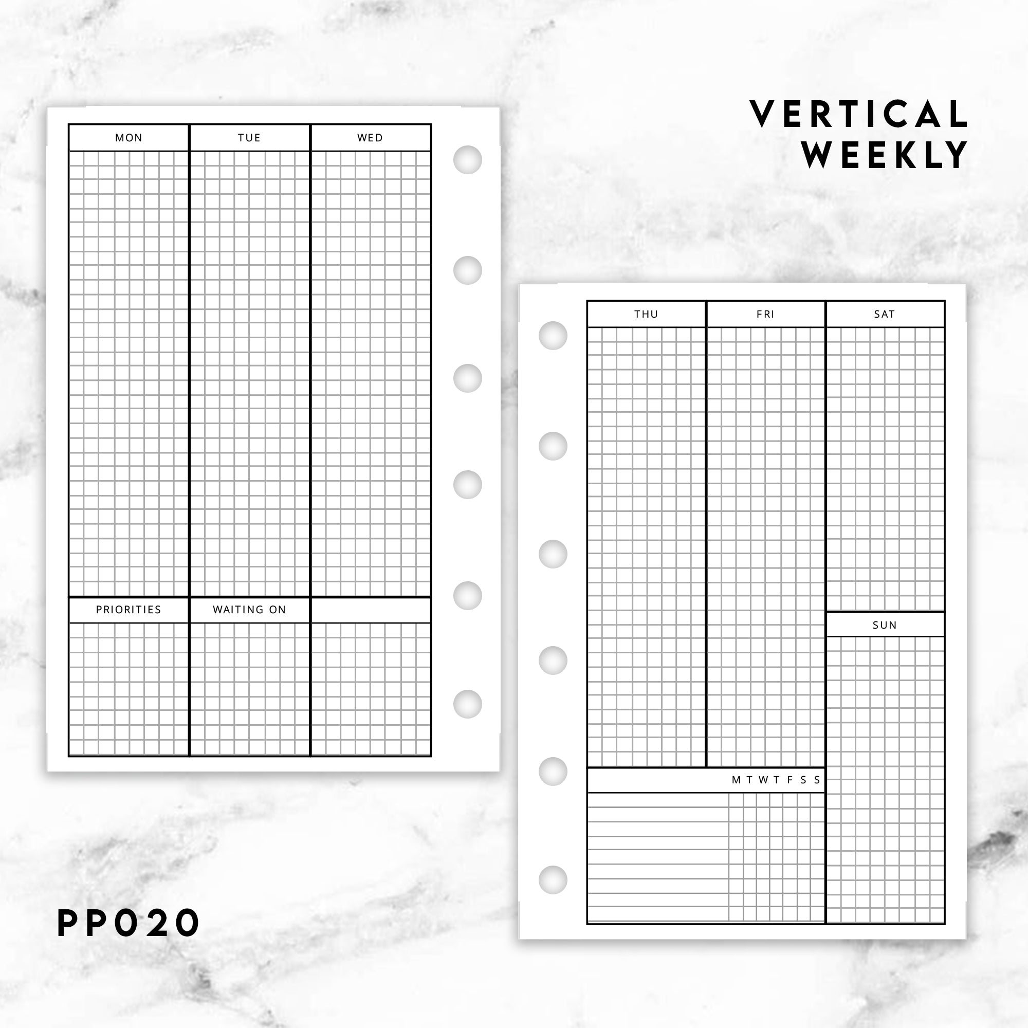 PP020 | VERTICAL WEEKLY PLANNER PRINTABLE INSERT – KeenaPrints