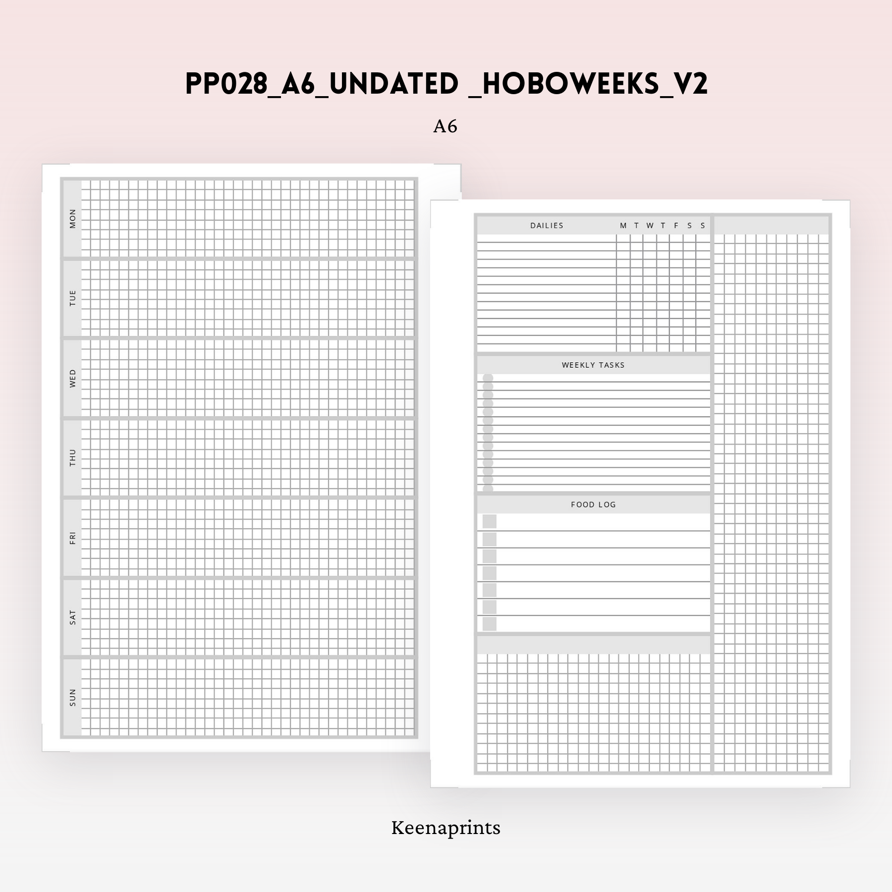 PP028 | HOBONICHI WEEKS V2 INSPIRED PLANNER PRINTABLE INSERT – KeenaPrints