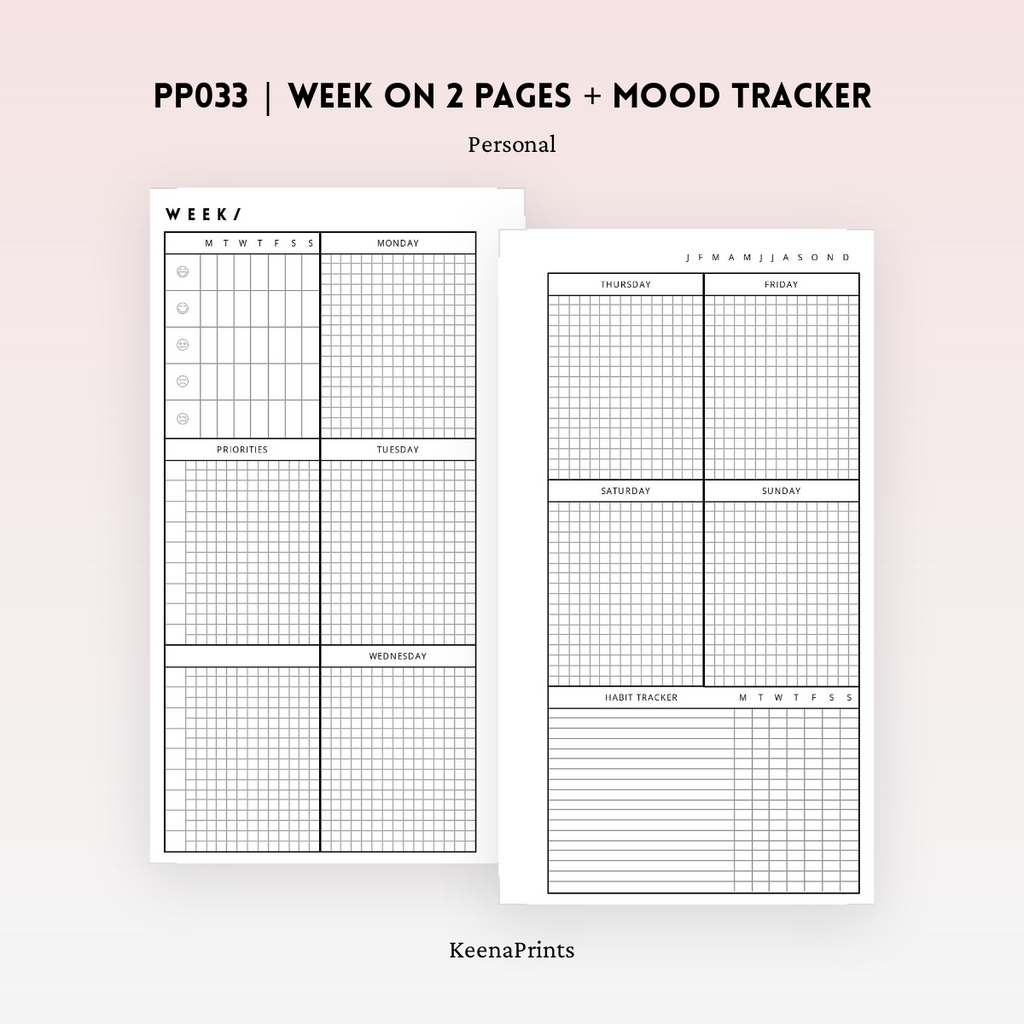 PRINTED Habit Tracker Pages Printed Personal Planner Inserts 