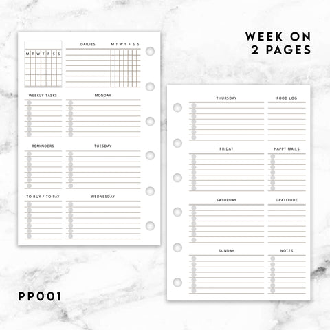 PP048 | WEEK ON 4 PAGES PLANNER PRINTABLE INSERT