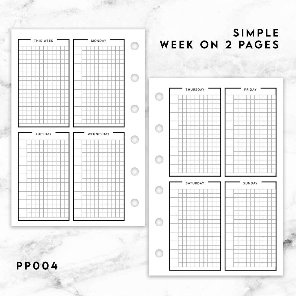 PP004 | WEEK ON 2 PAGES PLANNER PRINTABLE INSERT