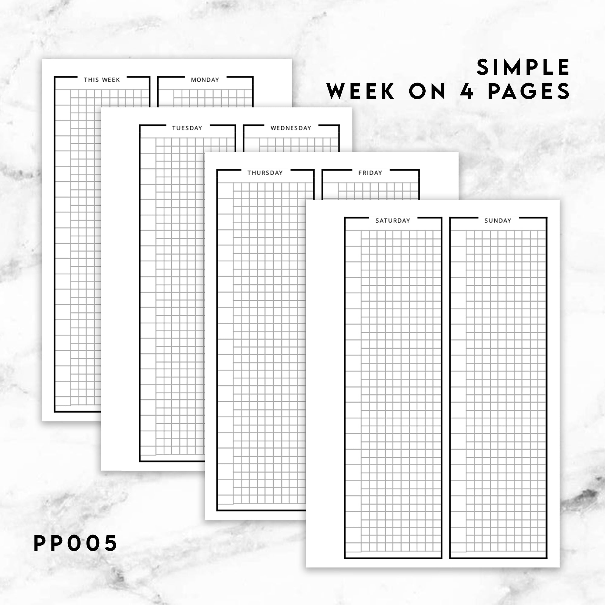PP005 | WEEK ON 4 PAGES PLANNER PRINTABLE INSERT – KeenaPrints