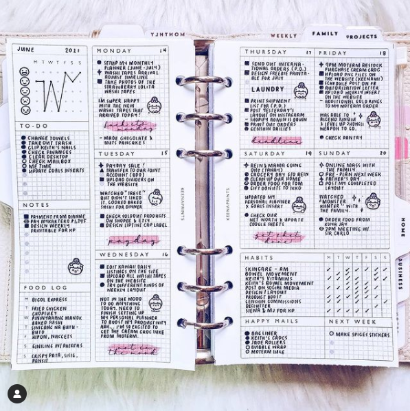 WEEK ON 2 PAGES PLANNER PRINTABLE - PERSONAL RINGS – KeenaPrints