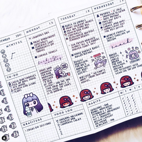 PP033 | WEEK ON 2 PAGES + MOOD TRACKER PLANNER PRINTABLE INSERT