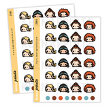 KAWAIIMOJIS V2 CHIBI STICKERS DAILY Z051 - SET OF 24 - KeenaPrints planner stickers bullet journal diary sticker emoji stationery kawaii cute creative planner