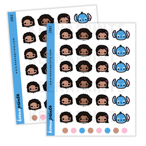SPARKLING MERMAID TEAL STICKERS CHIBI - A190