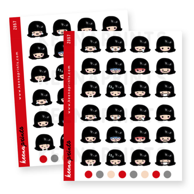 WEDNESDAY EMOJI 2 STICKERS Z057 - SET OF 32 - KeenaPrints planner stickers bullet journal diary sticker emoji stationery kawaii cute creative planner