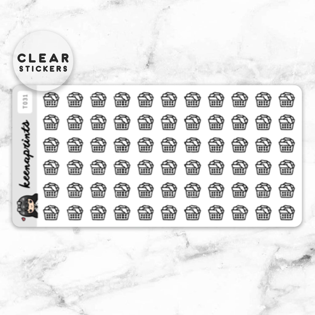 LAUNDRY BASKET CLEAR STICKERS - T031