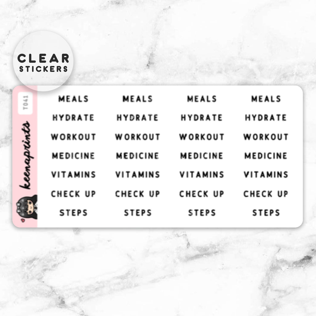 WORKOUT LABEL CLEAR STICKERS - T041