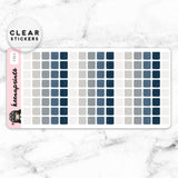 NAVY SQUARES LABEL CLEAR STICKERS - T063