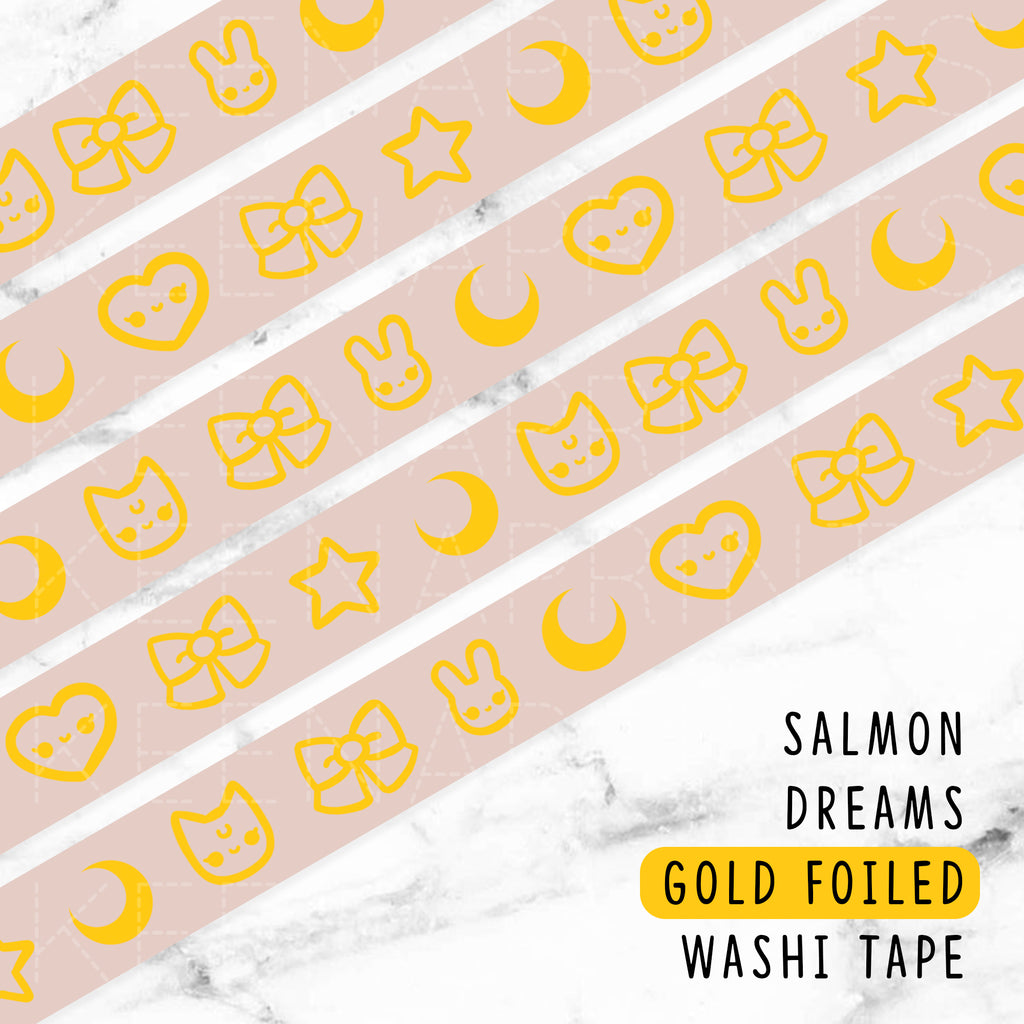 SALMON DREAMS GOLD FOILED WASHI TAPE - WT026