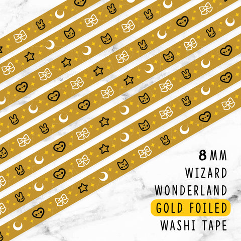 RED WIZARD WONDERLAND DREAMS GOLD FOILED SLIM WASHI TAPE 8mm - WT045